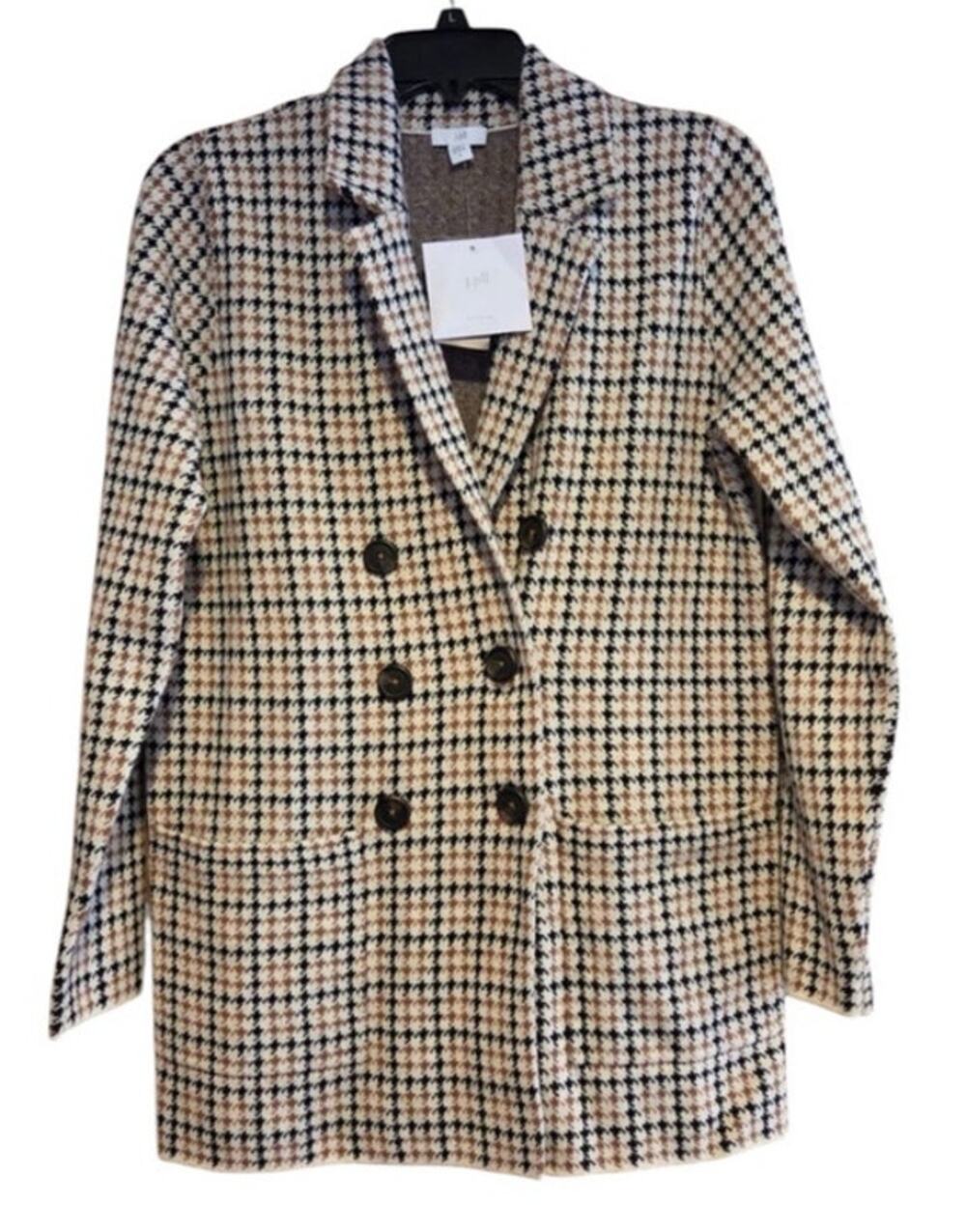 J. Jill Houndstooth Jacquard Knit Sweater Blazer, Career, Plus Size 3X, NWT